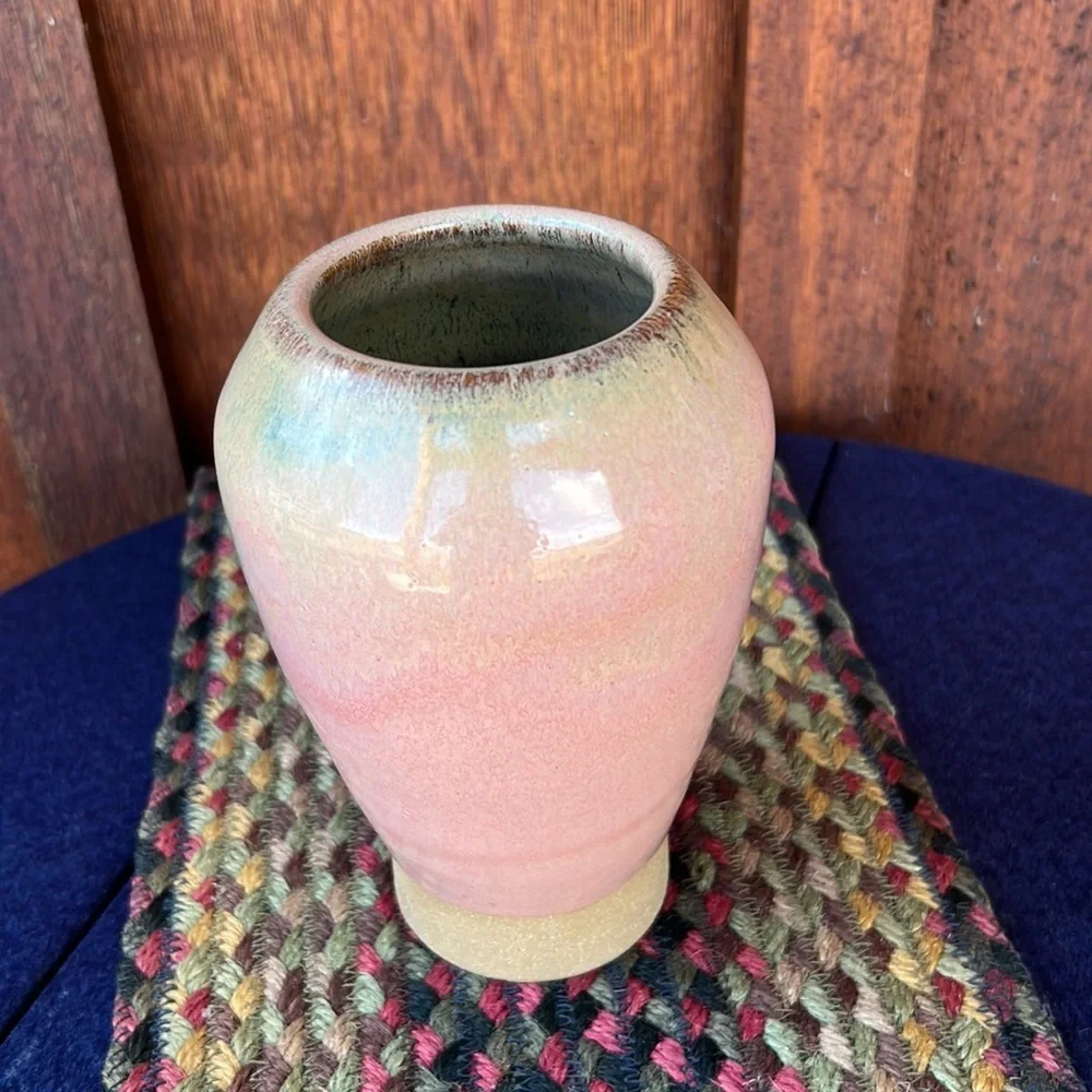 Handmade Pottery Vase Pink Glaze stoneware T. Gregory